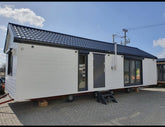 Mobil-Home « Reale II » 12x4m – Toit à 30° avec Poêle à Granulés et Plafond en Bois (3 Chambres)