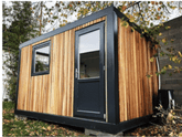 Module Habitable Conteneur 4x3m « Aménagé » – Bardage Bois Ipé & Baie Vitrée Panoramique