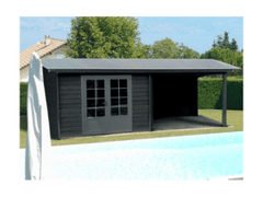 Abri Pool House en Composite et Aluminium 6x3m – Espace Détente & Rangement (Gris Clair)