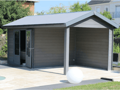 Abri Pool House en Composite et Aluminium 6x3m – Espace Détente & Rangement (Gris Clair)