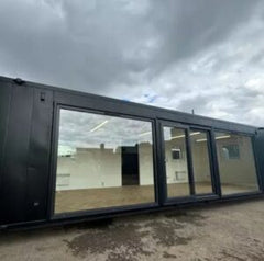 Conteneur Modulaire 40 Pieds Bureau / Réfectoire – Design « Black Edition » avec Grandes Baies Vitrées (Anti-Vandale)