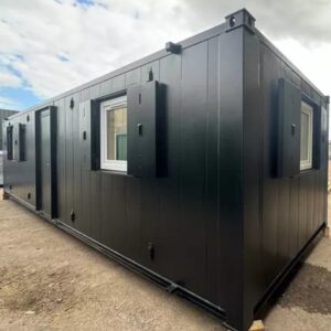 Conteneur Modulaire 40 Pieds Bureau / Réfectoire – Design « Black Edition » avec Grandes Baies Vitrées (Anti-Vandale)