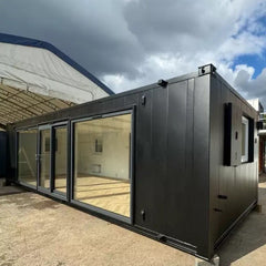 Conteneur Modulaire 40 Pieds Bureau / Réfectoire – Design « Black Edition » avec Grandes Baies Vitrées (Anti-Vandale)