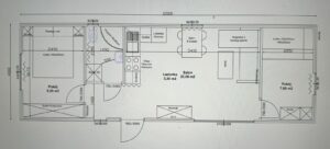 Mobil-Home « Reale III » 12x4m – Façade en Bois et 3 Chambres (Tout Équipé avec Électroménager)