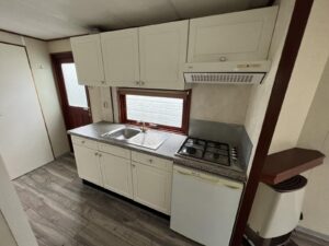 Mobil-Home « Chalet Wood Gray » 10,8 x 3,7m – Design Moderne avec Bow-Window & Double Entrée