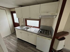 Mobil-Home « Chalet Wood Gray » 10,8 x 3,7m – Design Moderne avec Bow-Window & Double Entrée
