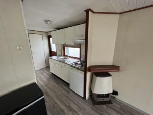 Mobil-Home « Chalet Wood Gray » 10,8 x 3,7m – Design Moderne avec Bow-Window & Double Entrée
