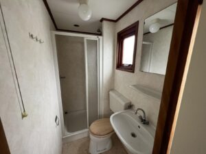 Mobil-Home « Chalet Wood Gray » 10,8 x 3,7m – Design Moderne avec Bow-Window & Double Entrée