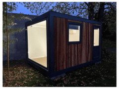 Module Habitable Conteneur 4x3m « Aménagé » – Bardage Bois Ipé & Baie Vitrée Panoramique