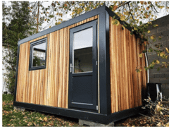 Module Habitable Conteneur 4x3m « Aménagé » – Bardage Bois Ipé & Baie Vitrée Panoramique