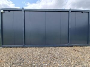 Module Préfabriqué 15 m² « Design » (6x2,5m) – Bureau Vitré Gris Anthracite Isolé