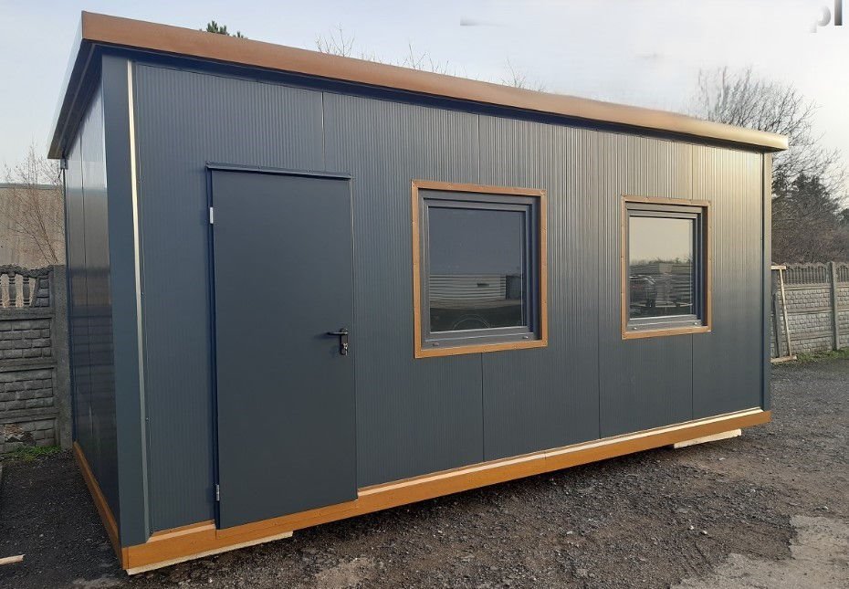 Pavillon de bureau anthracite aux finitions bois